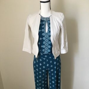 White 3/4 crop jacket